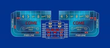 10ft x 62in Craps Layout Backed, Blue (Billiard Cloth)